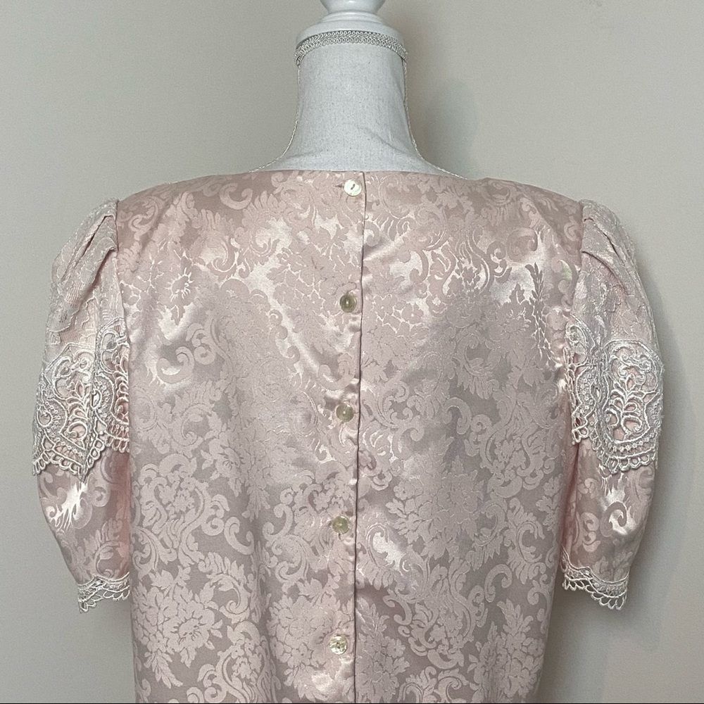 Scott McClintock Vintage Top Plus Size Victorian Puff Sleeve Pink Lace Top - Picture 11 of 14